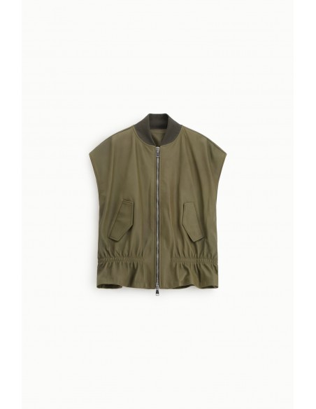 Veste  oversize sans manches en cuir - Imperial