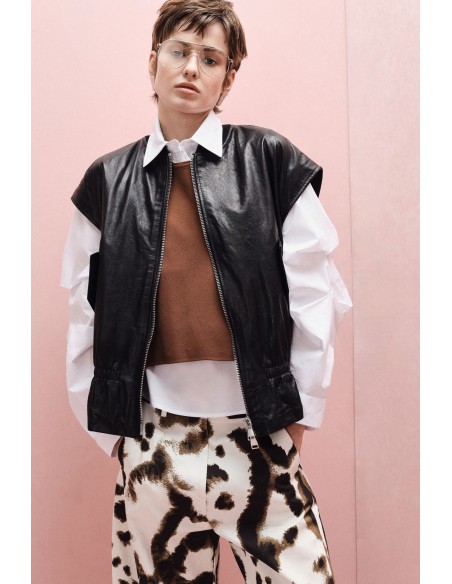 Veste  oversize sans manches en cuir - Imperial