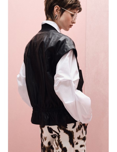 Veste  oversize sans manches en cuir - Imperial