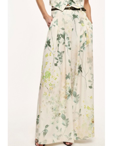 Pantalon Palazzo taille haute à motif floral - Imperial