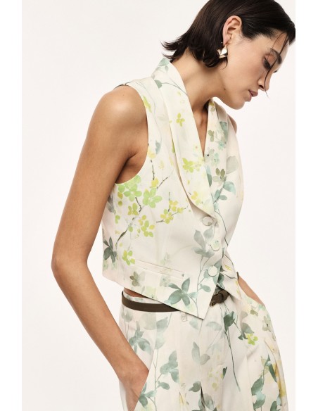 Gilet tailleur à revers châle imprimé floral – Imperial