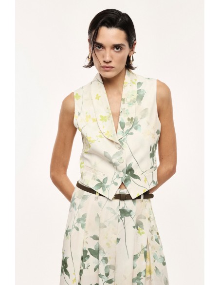 Gilet tailleur à revers châle imprimé floral – Imperial