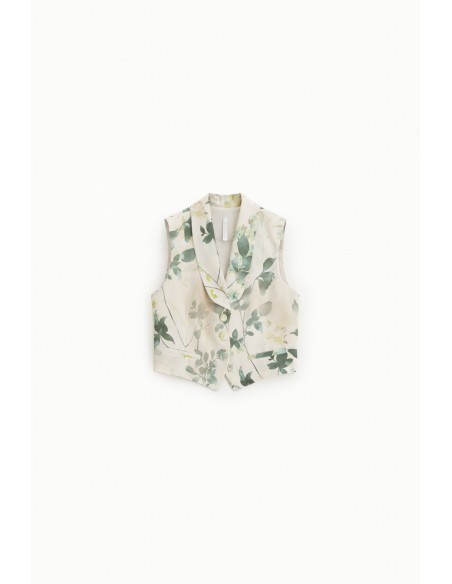 Gilet tailleur à revers châle imprimé floral – Imperial