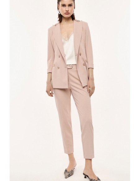 Pantalon de smoking cigarette en crêpe avec finitions satin - Imperial