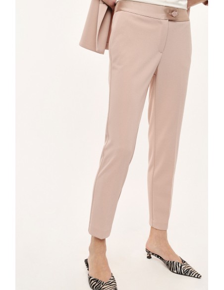 Pantalon de smoking cigarette en crêpe avec finitions satin - Imperial