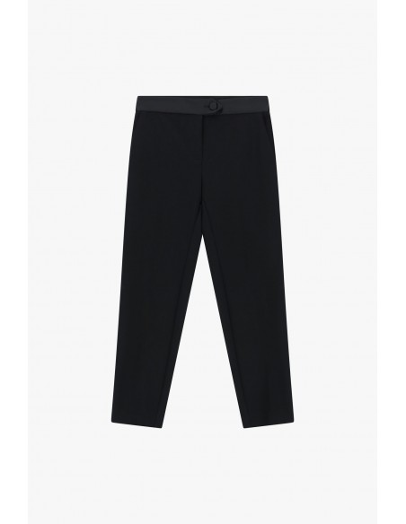 Pantalon de smoking cigarette en crêpe avec finitions satin - Imperial