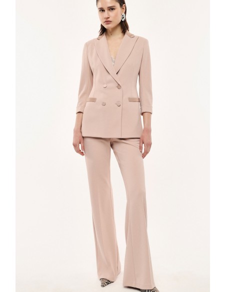 Pantalon de smoking flare en crêpe avec finitions satin- Imperial