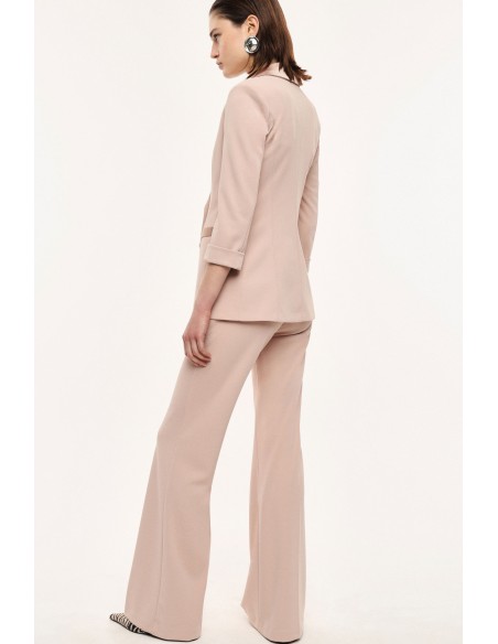 Pantalon de smoking flare en crêpe avec finitions satin- Imperial