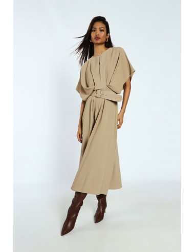 Robe longue a manches kimono et ceinture boucle - Imperial coloris camel