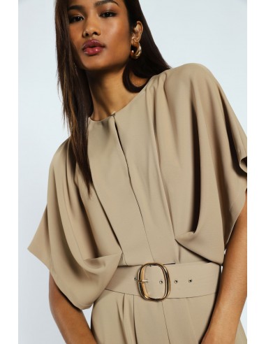 Robe longue a manches kimono et ceinture boucle - Imperial coloris camel