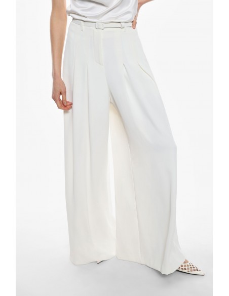Pantalon Palazzo à pinces avec ceinture assortie - Imperial coloris bianco