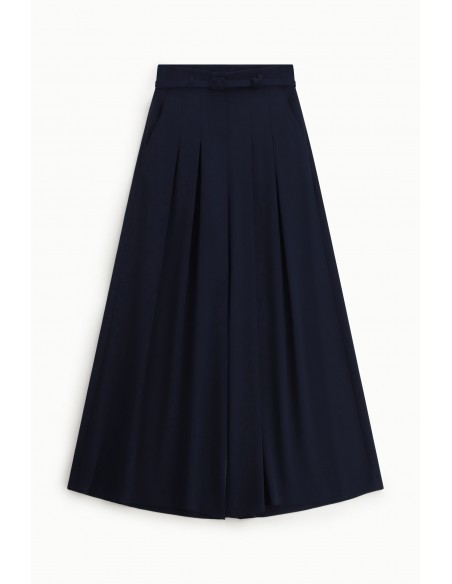 Pantalon Palazzo à pinces avec ceinture assortie - Imperial coloris marine