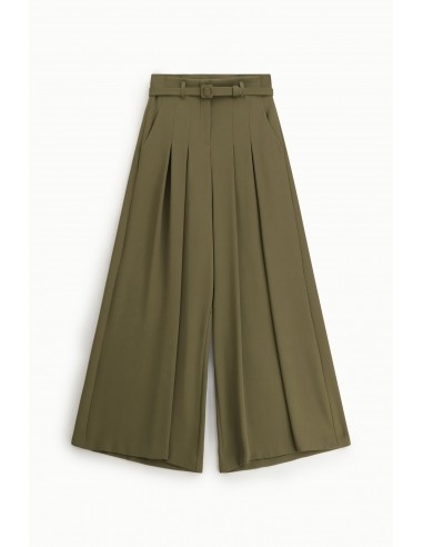 Pantalon Palazzo à pinces avec ceinture assortie - Imperial coloris pistacchio