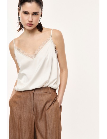 Caraco en satin et bordure dentelle - Imperial