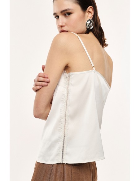 Caraco en satin et bordure dentelle - Imperial