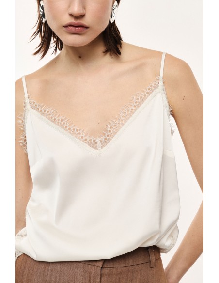 Caraco en satin et bordure dentelle - Imperial