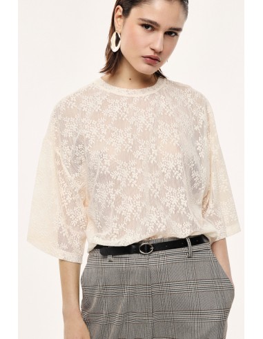 T-shirt ample en resille dentelle à col rond – Imperial