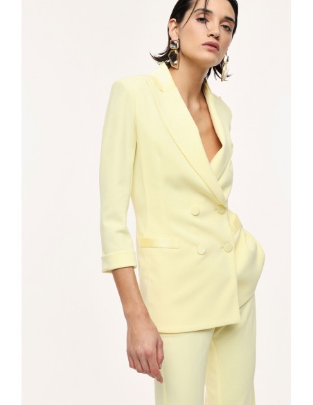 Blazer de smoking forme croisée finitions satin - Imperial coloris canarino (jaune)