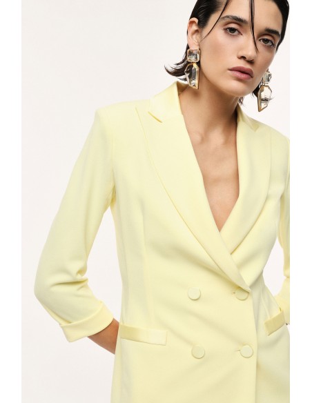 Blazer de smoking forme croisée finitions satin - Imperial coloris canarino (jaune)