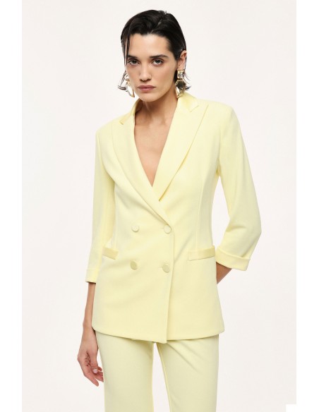 Blazer de smoking forme croisée finitions satin - Imperial coloris canarino (jaune)