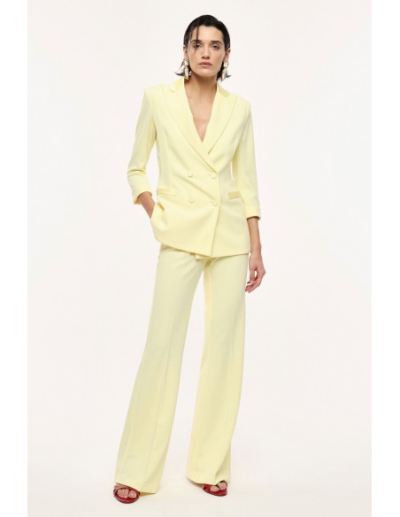 Pantalon de smoking flare en crêpe avec finitions satin- Imperial