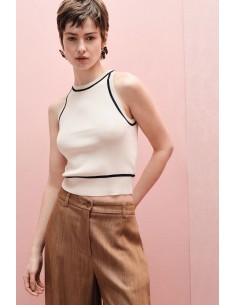 Top sans manches col rond à bordures contrastées - Imperial