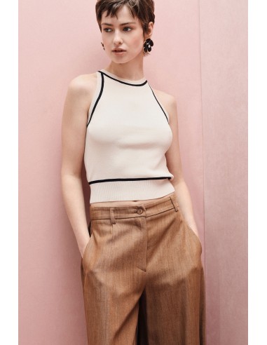 Top sans manches col rond à bordures contrastées - Imperial