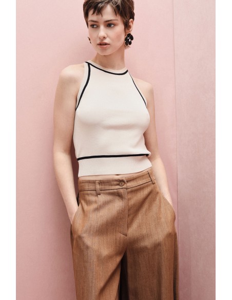 Top sans manches col rond à bordures contrastées - Imperial