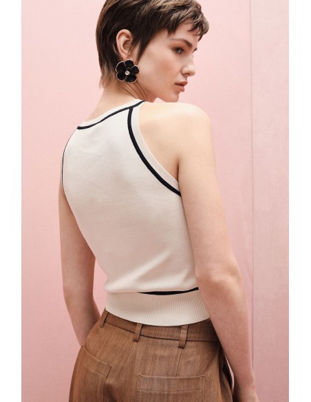 Top sans manches col rond à bordures contrastées - Imperial