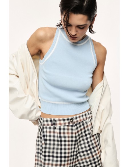 Top sans manches col rond à bordures contrastées - Imperial