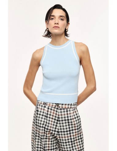Top sans manches col rond à bordures contrastées - Imperial