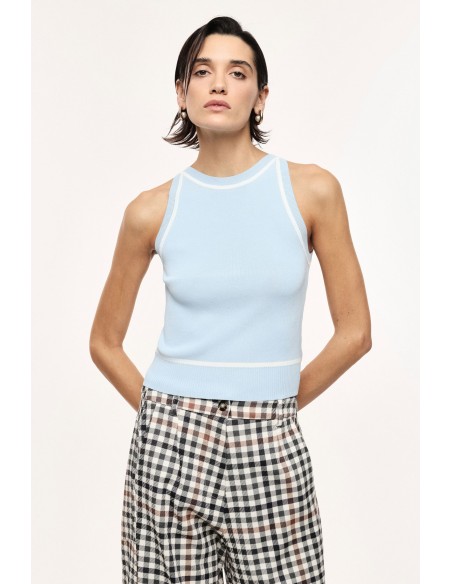 Top sans manches col rond à bordures contrastées - Imperial