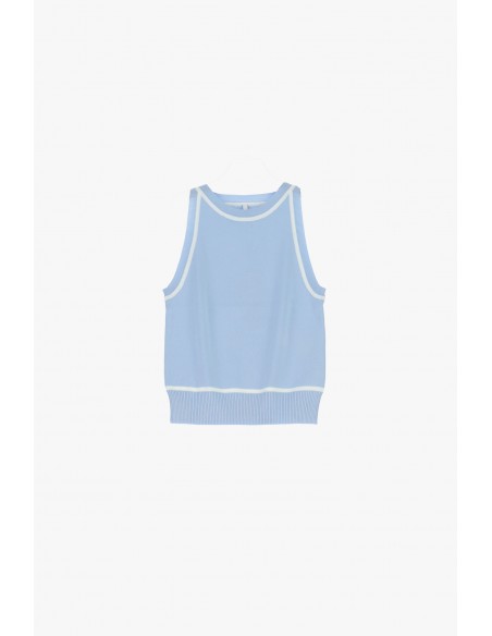 Top sans manches col rond à bordures contrastées - Imperial