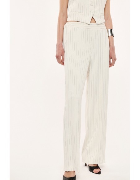 Pantalon Palazzo Fluide Rayé Taille Élastiquée – Imperial