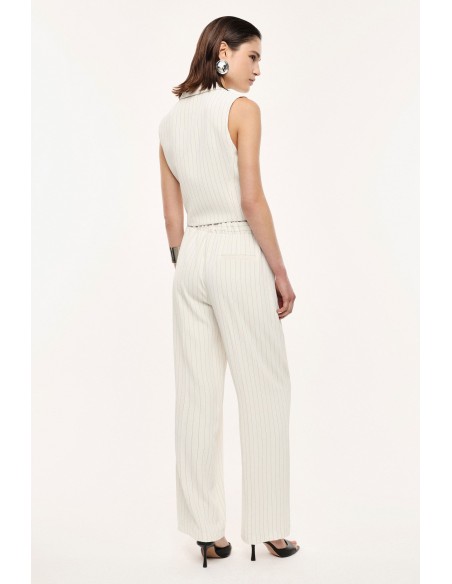 Pantalon Palazzo Fluide Rayé Taille Élastiquée – Imperial