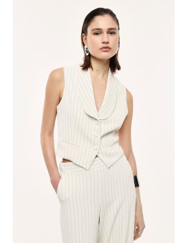 Gilet tailleur rayé à revers châle en crêpe fluide – Imperial