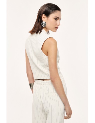 Gilet tailleur rayé à revers châle en crêpe fluide – Imperial