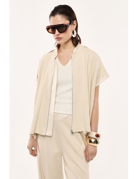 Gilet zippé en jersey et satin-Imperial