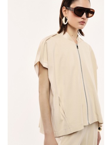 Gilet zippé en jersey et satin-Imperial