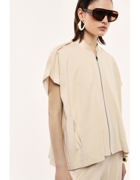 Gilet zippé en jersey et satin-Imperial