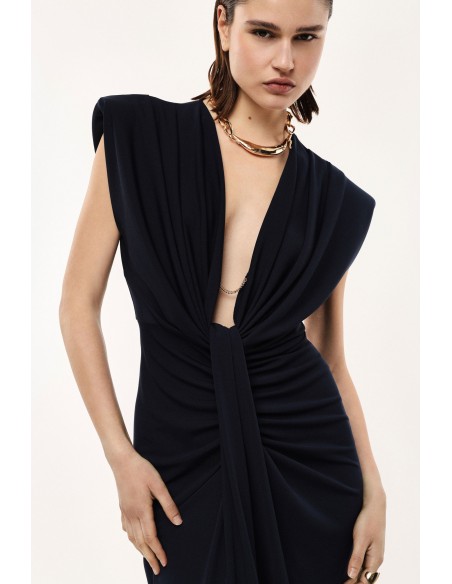 Robe longue à décolleté profond et fronces centrales – Imperial