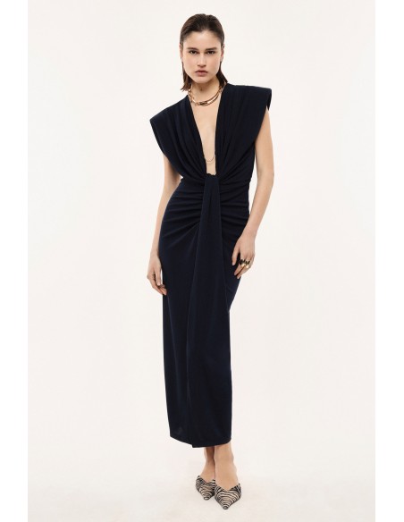 Robe longue à décolleté profond et fronces centrales – Imperial