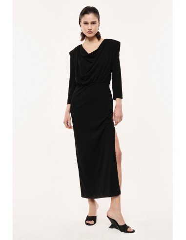 Robe Longue Jersey à Col Bénitier et Épaulettes – Imperial