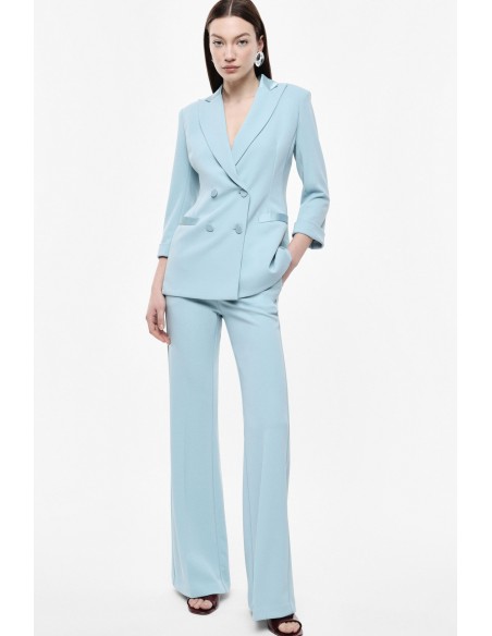 Pantalon de smoking flare en crêpe avec finitions satin- Imperial