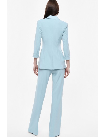 Pantalon de smoking flare en crêpe avec finitions satin- Imperial