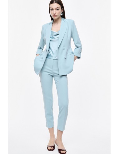 Pantalon de smoking cigarette en crêpe avec finitions satin - Imperial