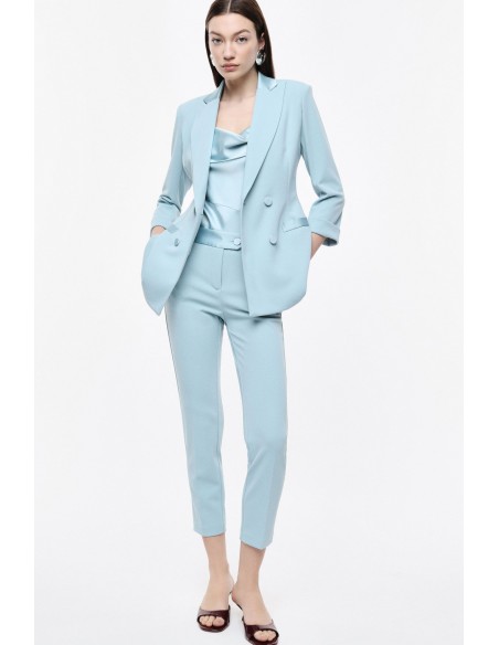 Pantalon de smoking cigarette en crêpe avec finitions satin - Imperial