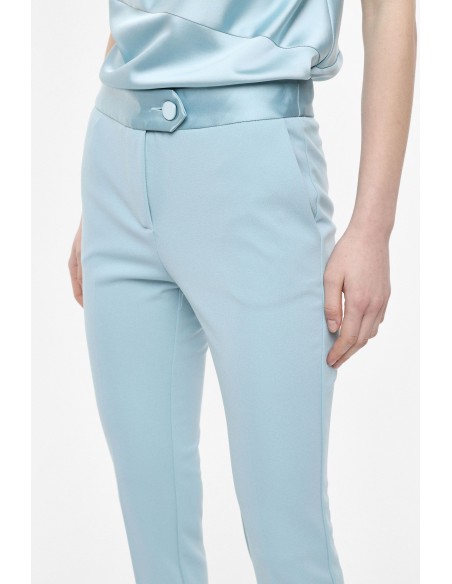 Pantalon de smoking cigarette en crêpe avec finitions satin - Imperial