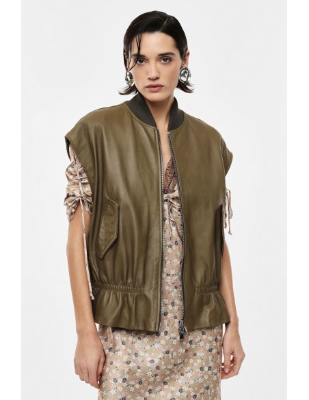 Veste  oversize sans manches en cuir - Imperial