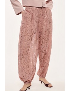 Pantalon large fluide à ourlet resserré en dentelle – Imperial